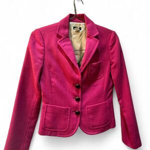 J.Crew Women's Pink Wool Tweed Jacket with Leather buttons